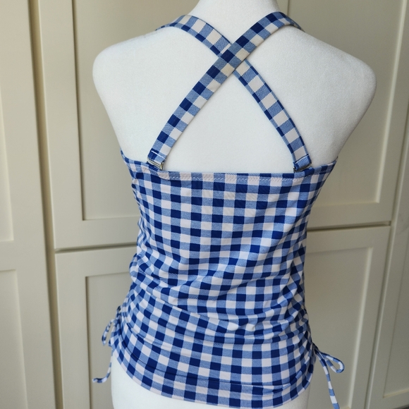 Rey Swimwear Elizabeth In Gingham Tankini Top Blue White Checkered Large - Picture 3 of 14